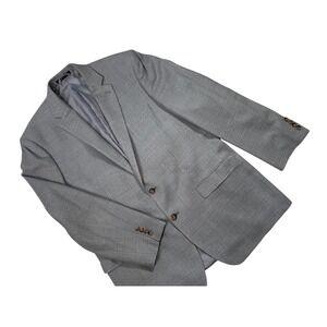 Lauren Ralph Lauren Men's Gray Windowpane Plaid Silk&Wool Blazer Sport Coat 44L